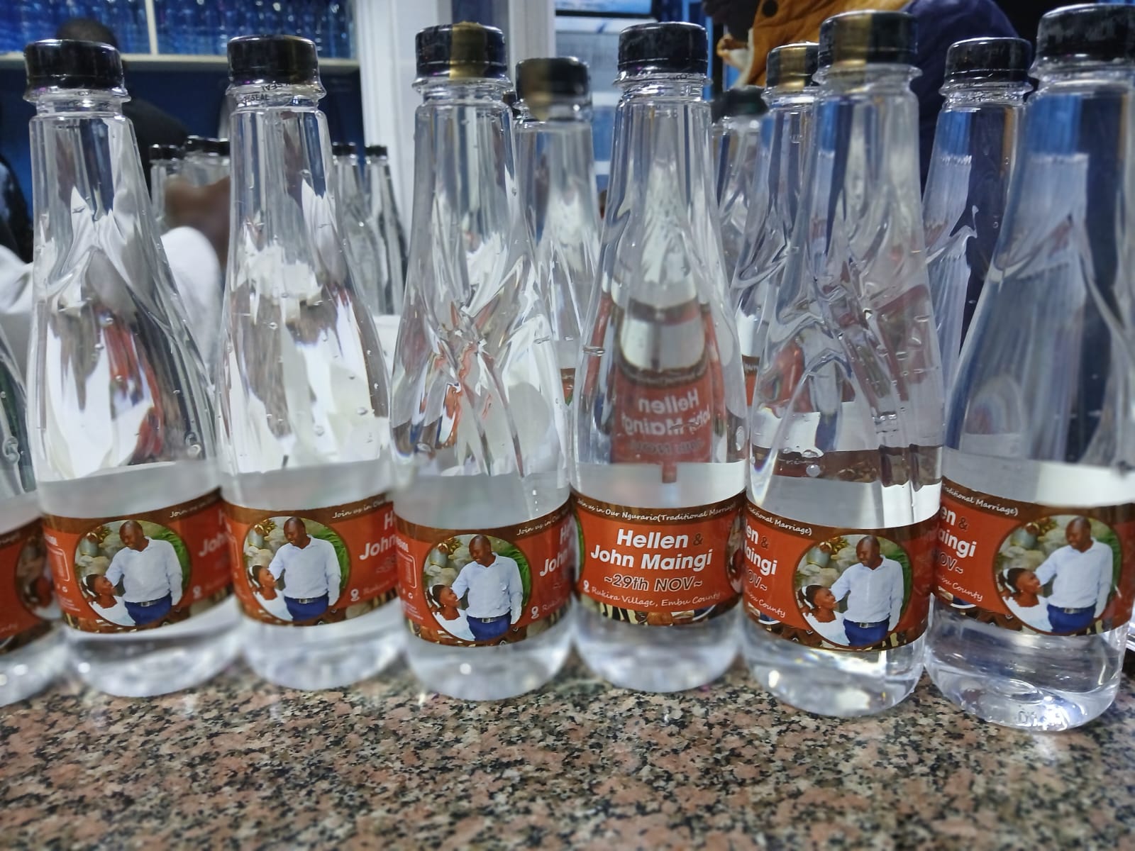 Elegant water bottle branding for hospitality